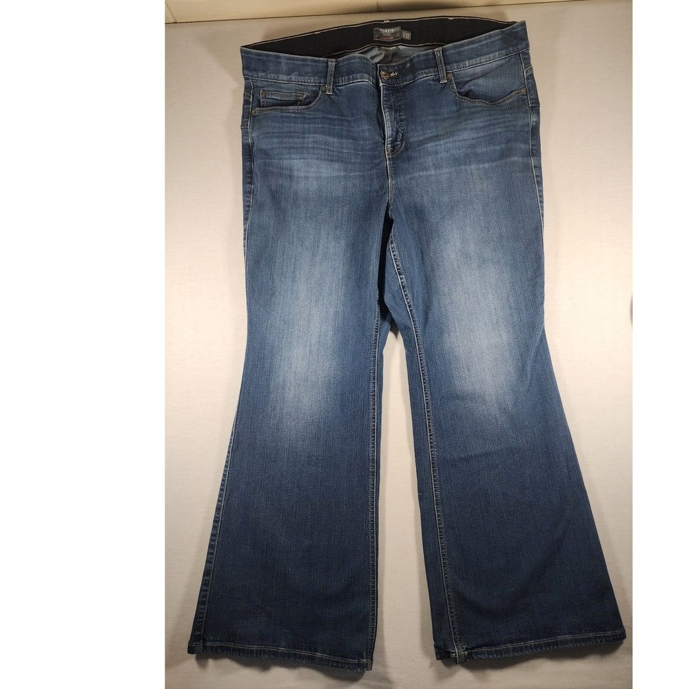Torrid Bombshell Flare Jeans Womens 24S Blue Premium Stretch High Rise Festival